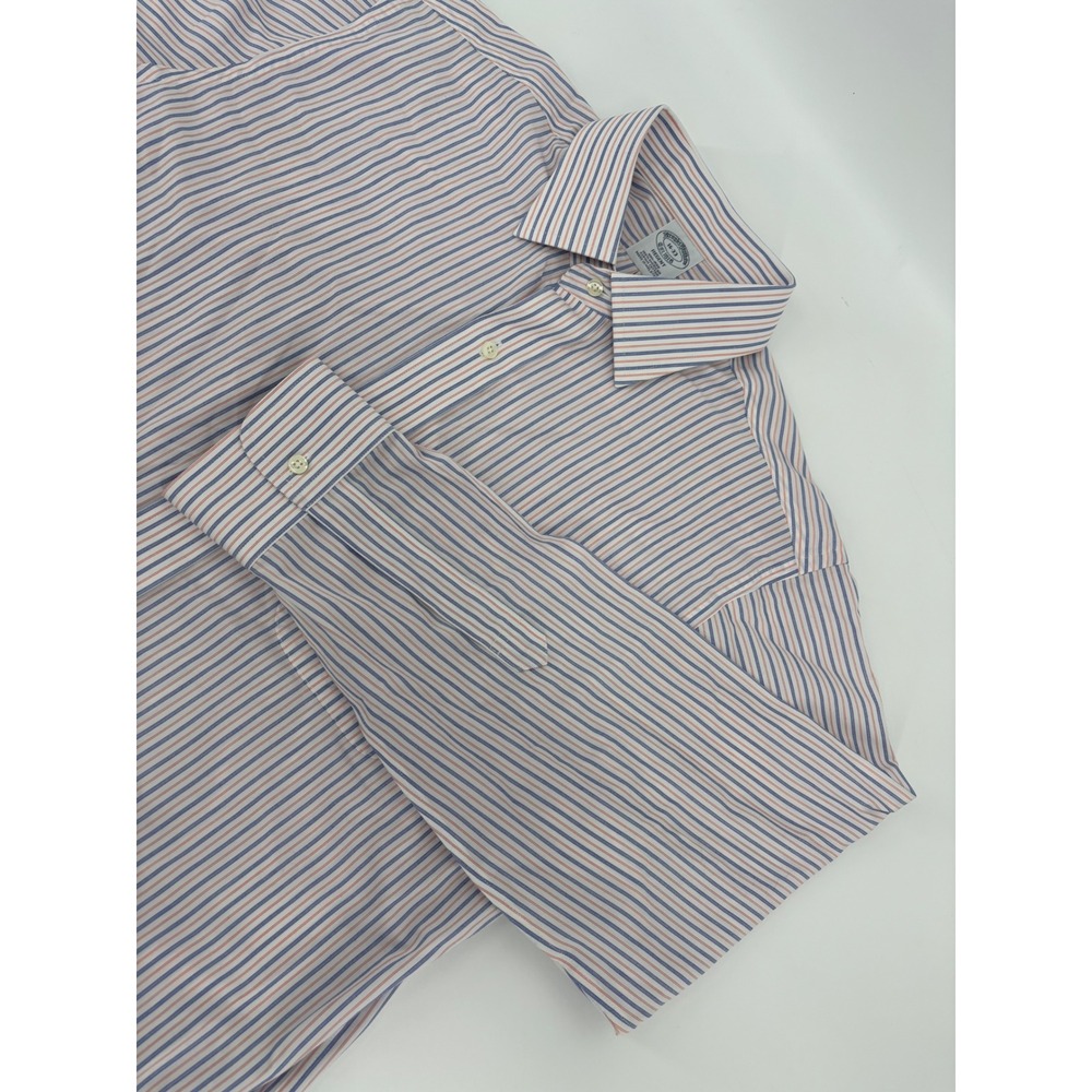 Brooks Brothers Regent Dress Shirt Mens 16-33 Blue Red Striped Supima Cotton